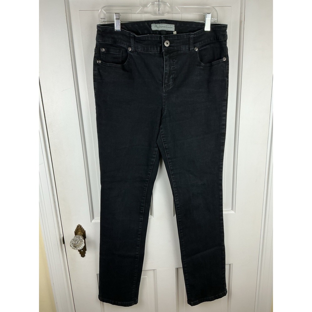 Chicos Platinum Denim Jeans Women's Size 10 Regular Black Stretch